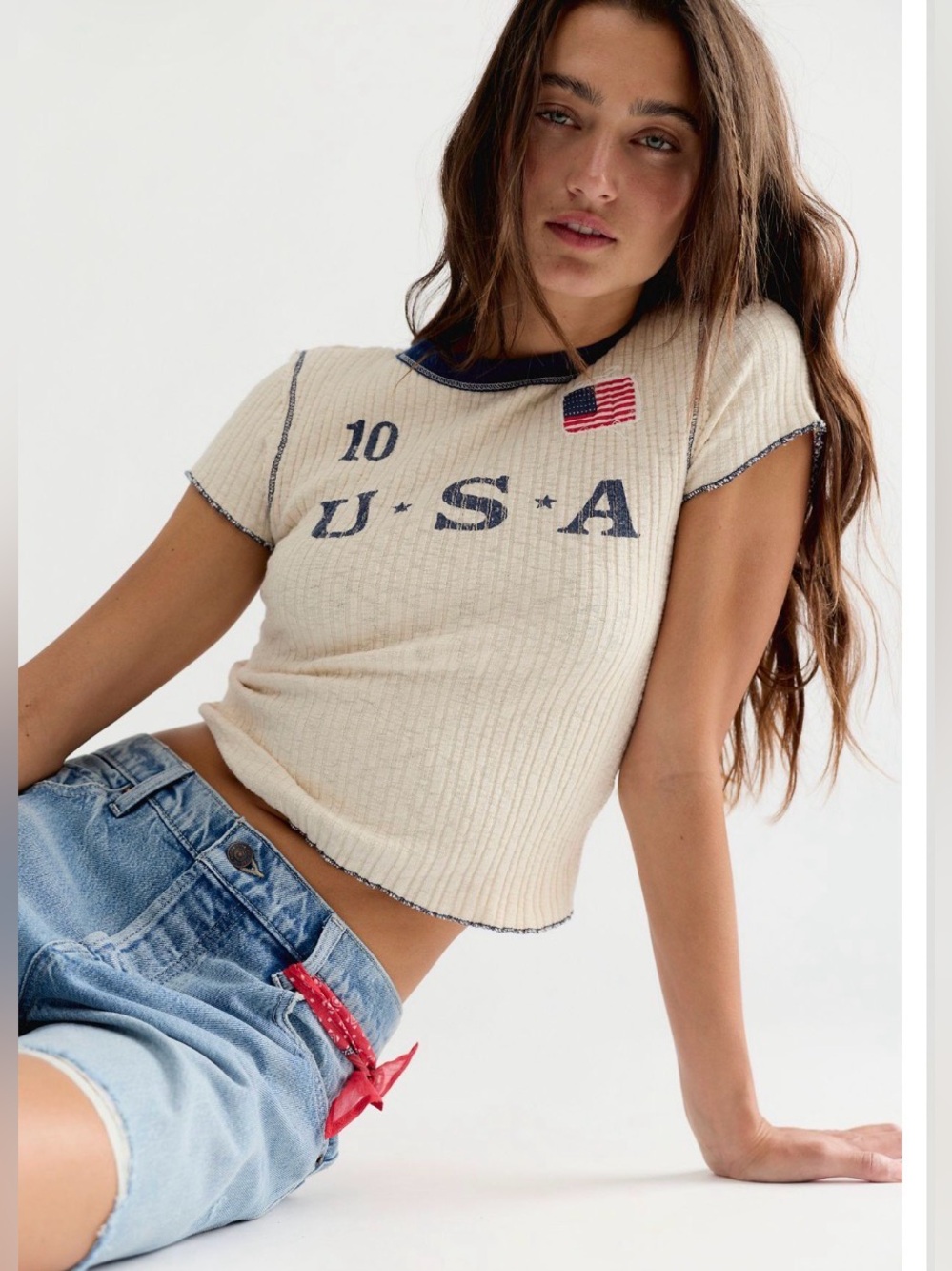 Free people x ragabond Farrah flag tee NWT XS $78